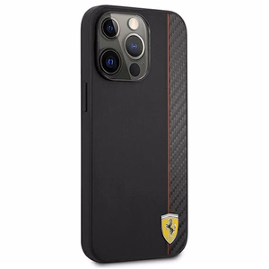 Ferrari On Track Carbon Stripe ümbris iPhone 13 / 13 Pro jaoks, must