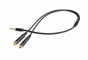 Gembird heli mikrofoni adapter 3,5mm mini Jack/4PIN heli kaabel 0,2 m 2 x 3,5mm must