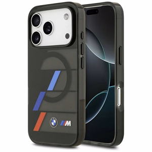 BMW M IML Metal Buttons Tricolor Lines MagSafe Ümbris jaoks iPhone 17 Pro - must