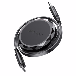 Acefast C13-03 выдвижной кабель USB-C - USB-C 60W - чёрный