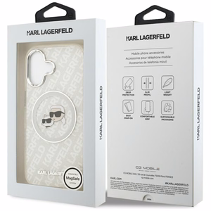 Karl Lagerfeld IML Glitter Karl & Choupette Heads Logo MagSafe iPhone 17 Ümbris - Hall