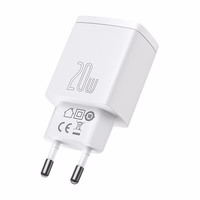 Laadija Baseus Compact Quick Laadija 20W USB-C/USB-A valge CCXJ-B02