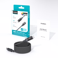 Choetech XCC-1068 PD 60W USB-C - USB-C Cable with Display 1.2 m - Black