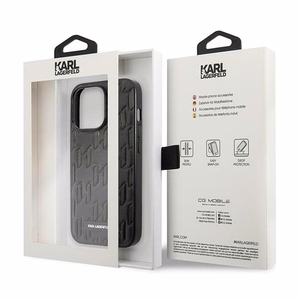 Karl Lagerfeld KLHCP13LMNMP1K iPhone 13 Pro / 13 6.1" жёсткий чехол чёрный/чёрный Monogram Plaque