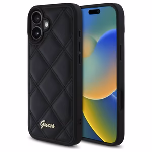 Guess Quilted Metal Logo iPhone 16 Plus Ümbris - Must