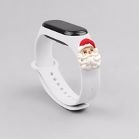 Rihm Xmas Xiaomi Mi Band 3 / 4 jõuludeks Silikoonist käevõru rihm koos jõuluvana - valge