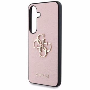 Guess Grained Big 4G Logo Small Classic Logo ümbris jaoks Samsung Galaxy S25 Plus roosa