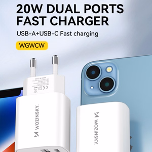 Wozinsky WGWCW USB-A USB-C 20W Wall Laadija - valge