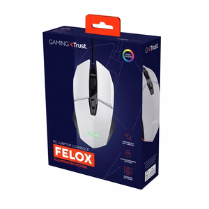 Trust GXT 109W Felox - 6400 DPI optiline mänguhiir (valge)