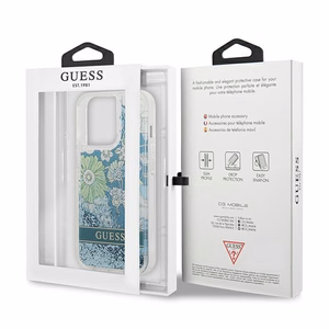 Guess GUHCP13XLFLSN iPhone 13 Pro Max 6.7" зелёный/зелёный жёсткий чехол Flower Liquid Glitter