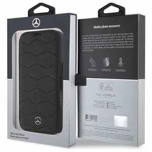 Mercedes MB Waves Leather Ümbris jaoks iPhone 16 Pro Max - must
