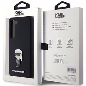 Karl Lagerfeld Silicone Ikonik Metal Pin ümbris jaoks Samsung Galaxy S24+ - must