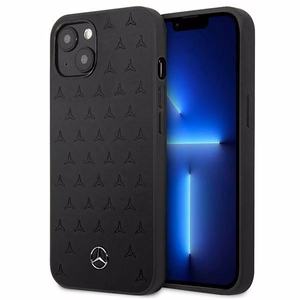 Mercedes nahast tähtede mustriga ümbris iPhone 13 mini jaoks - must