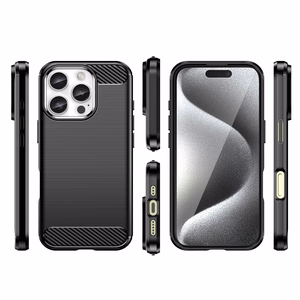 Carbon Ümbris jaoks iPhone 16 Pro Max Silicone Ümbris - Must