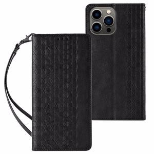 Magnet Strap Ümbris jaoks Samsung Galaxy S23 Ultra Flip Wallet Mini Lanyard Stand must
