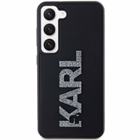 Karl Lagerfeld 3D Rubber Glitter Logo ümbris jaoks Samsung Galaxy S23+ - must