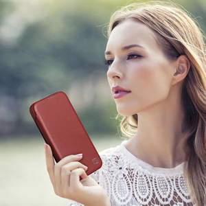 iCarer CE Premium Leather Folio Case iPhone 14 Plus Magnetic Flip Leather Folio Case MagSafe Red (WMI14220715-RD)