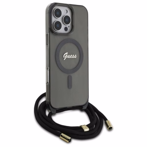 Guess Crossbody Cord Script MagSafe Ümbris jaoks iPhone 16 Pro Max - must