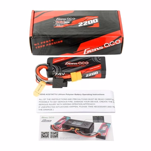 Lipo Gens ace G-Tech 2200 mAh 7,4 V 2S1P 60C GRP-76 kõvakorpusega aku XT60-pistikuga