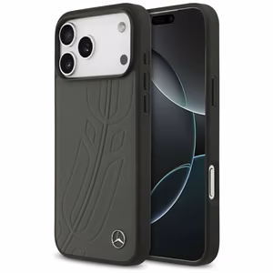 Mercedes Leather Large Laurel Leave MagSafe Чехол для iPhone 17 Pro Max - чёрный и серый