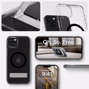 Spigen Ultra Hybrid S MagSafe Ümbris with Stand jaoks iPhone 15 - must