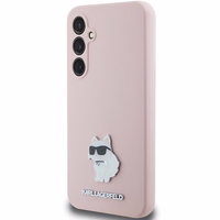 Karl Lagerfeld Silicone Choupette Metal Pin ümbris jaoks Samsung Galaxy S23 FE - roosa