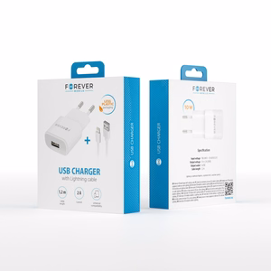 Forever TC-01 laadija 1x USB 2A valge + Lightning kaabel