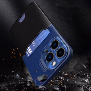 Leather Stand Ümbris ümbris jaoks iPhone 14 Pro cover card wallet with stand sinine