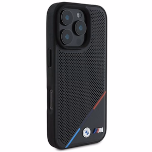 BMW M Perforated Tricolor Line MagSafe Ümbris jaoks iPhone 16 Pro - must
