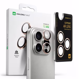 AmazingThing AR Aluminum 3 Lens Glass with Camera Lens Frame for iPhone 16 Pro / 16 Pro Max - Rose Gold