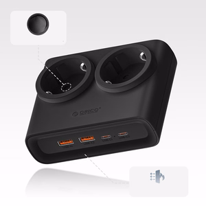 Orico PDC25 25W 6in1 Power Strip 2x AC + 2x USB-A + 2x USB-C - Black