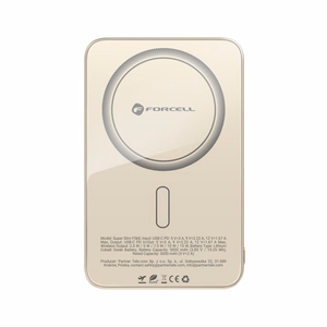 Powerbank compatible with MagSafe Forcell F-Energy SuperSlim F5K8 QC4.0 PD3.0 15W 5000 mAh titanium desert