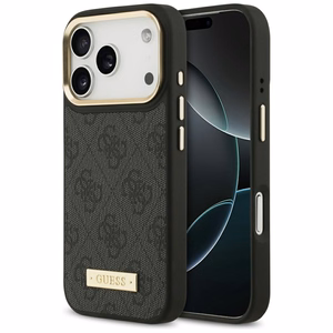 Guess 4G Logo Plate MagSafe Чехол для iPhone 17 Pro - чёрный