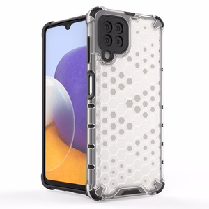 Honeycomb Case soomuskaitse TPU kaitsekattega Samsung Galaxy A22 4G mustale küljele