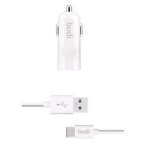 Budi BD062T autolaadija 1 USB-A pordiga, LED-näidikuga, USB-C-kaabliga