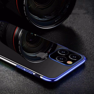 Clear Color Case гелевый TPU чехол с гальванизированной рамкой для iPhone 13 mini синий