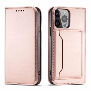 Magnet Card Ümbris jaoks Samsung Galaxy S23 Ultra Cover with Flip Wallet Stand roosa