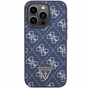 Guess 4G Triangle Metal Logo ümbris jaoks iPhone 15 Pro - sinine