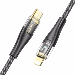 Кабель USB C to Lightning Hoco PD 27W 1,2 m U121 черный прозрачный