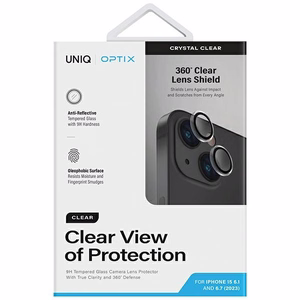 Uniq Optix Clear Camera Lens Protector jaoks iPhone 15 / 15 Plus camera lens with applicator - läbipaistev