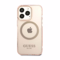 Guess GUHMP13LHTCMP iPhone 13 Pro / 13 6.1" roosa/roosa hard ümbris kuldne Outline Translucent MagSafe