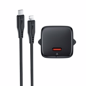 Acefast A118 30W GaN USB-C сетевое зарядное устройство с кабелем 1.2m USB-C на Lightning - черный