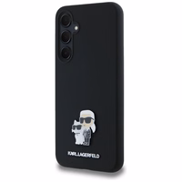 Karl Lagerfeld Silicone Karl&Choupette Metal Pin ümbris jaoks Samsung Galaxy A35 - must