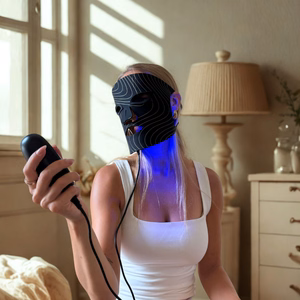 Lunni silikoonist LED ja Near-Infrared näomask, 7 värvi, must