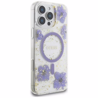 Guess Resin Flowers MagSafe ümbris jaoks iPhone 16 Pro - lilla