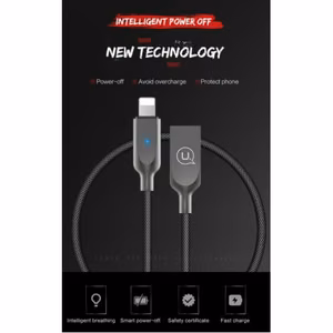 USB kaabel USAMS SJ154 must Lightning 120cm (LED indikaator)