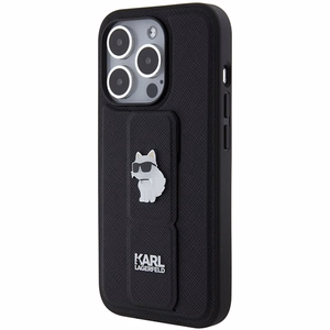 Karl Lagerfeld Gripstand Saffiano Choupette Pins ümbris jaoks iPhone 14 Pro - must