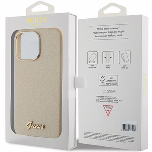 Guess Glitter Glossy Script ümbris jaoks iPhone 15 Pro Max - kuldne