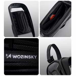 Wozinsky tugevdatud jalgratta raamikott telefonitaskuga, 1.7 l - must