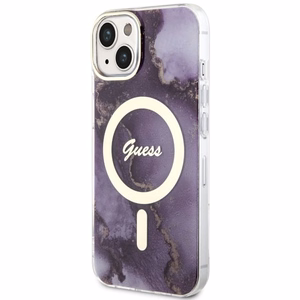 Guess GUHMP14SHTMRSU iPhone 14 6.1" lilla/lilla hardcase Golden Marble MagSafe